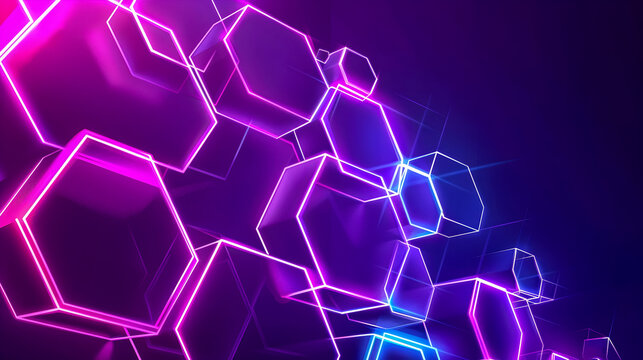 Neon Geometric Abstraction with Decagonal Motifs and Angular Fragments   Minimalist Digital of Incandescent Tones and Architectural Abstraction