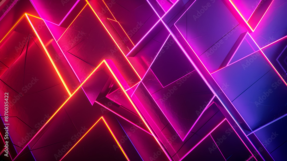 Poster captivating neon light minimalist background with abstract geometric shapes decagonal motifs and ang