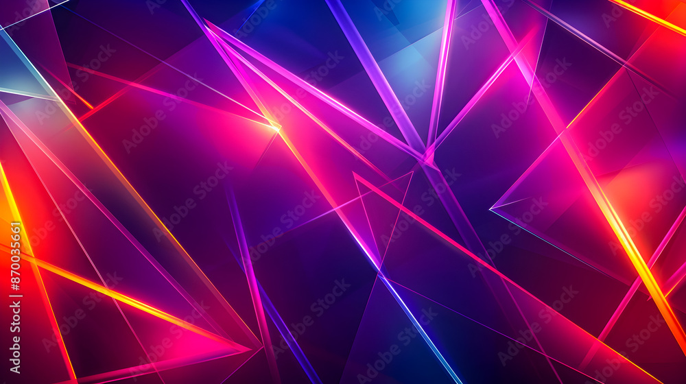 Aufkleber vibrant abstract neon light geometric backdrop with decagonal motifs and angular fragments minimalis