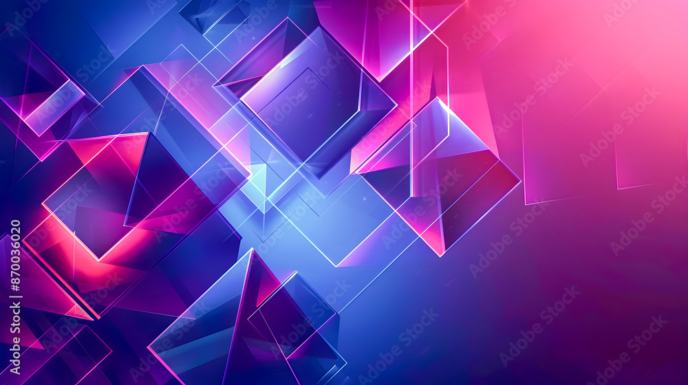 Poster striking neon light minimalist background with abstract geometric shapes decagonal motifs and angula