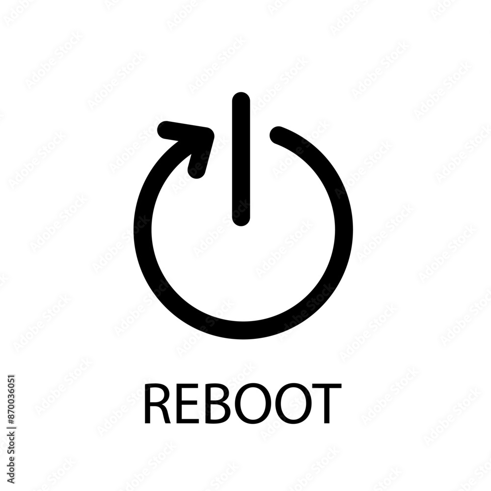Aufkleber reboot icon illustration. black circular arrow. minimalist vector design. text label included.