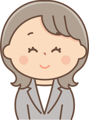 笑顔のスーツの女性