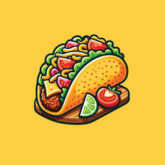 American style cartoon taco. Vector clip art illustration with simple gradients. All in a single layer.