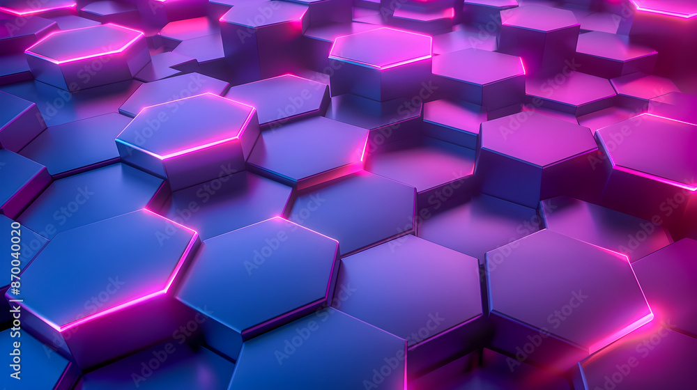 Poster visually striking neon minimalist background featuring an abstract geometric lattice design with rad