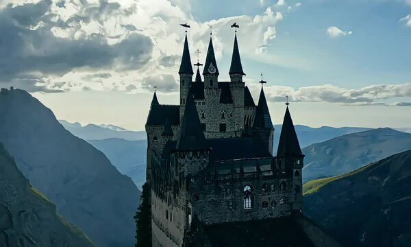 Castle in the mountains made with Ai generative technology