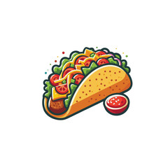 American style cartoon taco. Vector clip art illustration with simple gradients. All in a single layer.