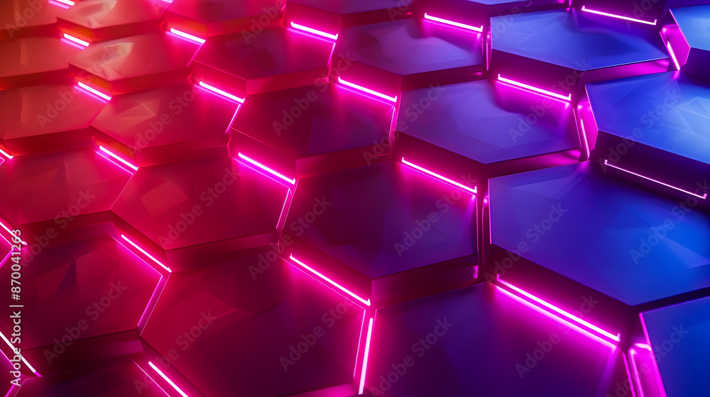 Aufkleber radiant neon minimalist abstract art backdrop with intricate geometric honeycomb lattice structure o