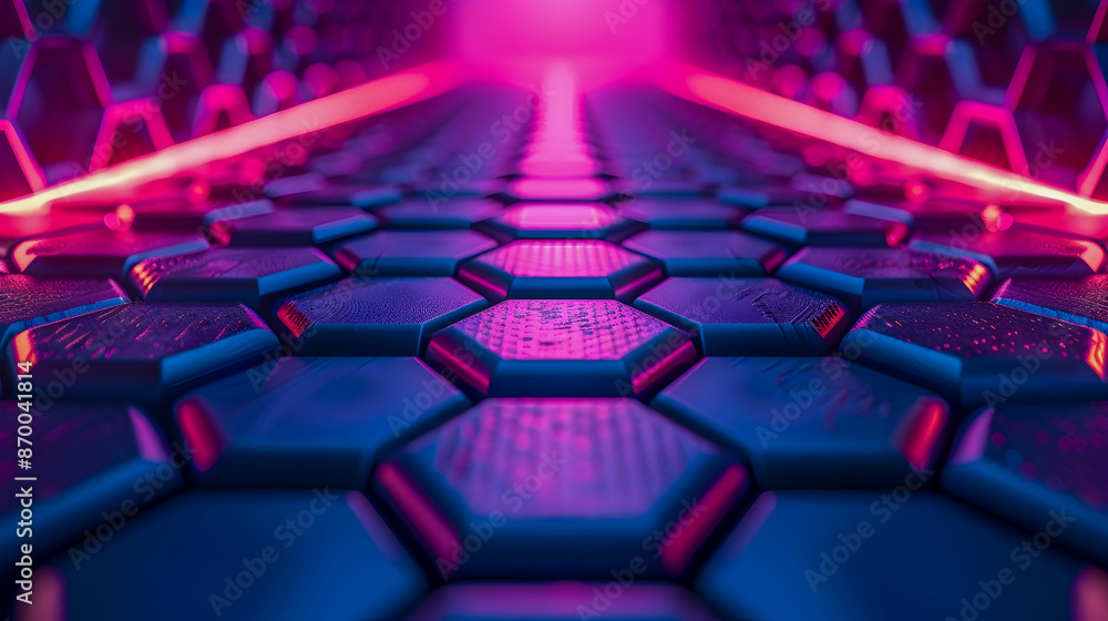 Aufkleber futuristic neon geometric hexagonal lattice background with radiant lighting abstract minimalist dig