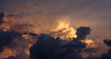 nubes, atardecer, nublado