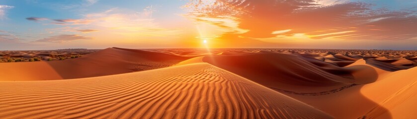 Naklejka premium Golden desert dunes at sunset.