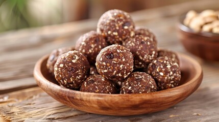 Buckwheat energy balls packed with dates nuts and dried fruit for a satisfying snack.