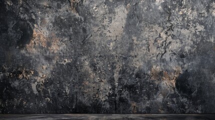Dark Gray and Black Grunge Cement Blank Wall and Floor Studio Room Space Product Display Empty Abstract Background Template