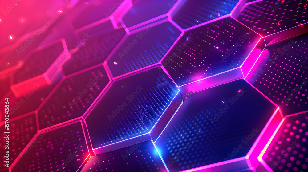 Poster mesmerizing neon geometric lattice futuristic minimalist art background with radiant hexagonal honey