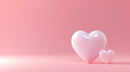 Like heart icon on pink background copy space text, social media notification, 3D rendering illustration