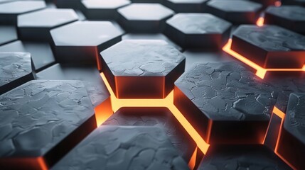 three-dimensional illuminated hexagonal background