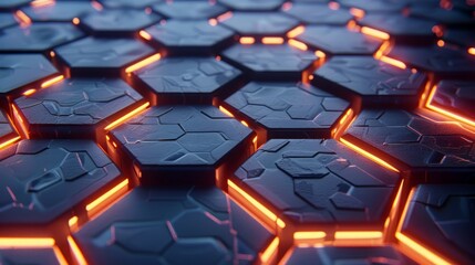 Obraz premium three-dimensional illuminated hexagonal background