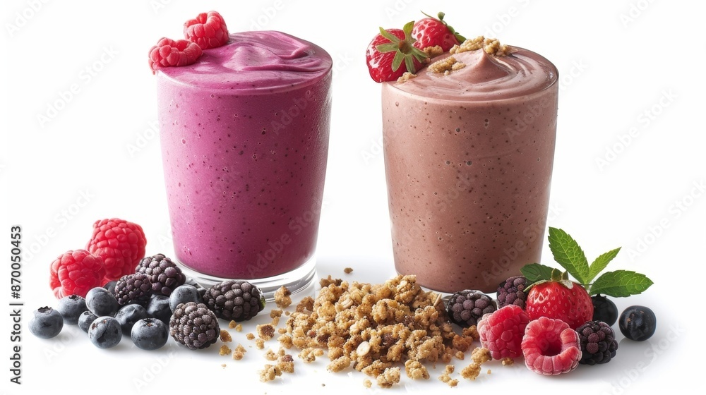 Poster elevate your regular berry smoothie with a serving of buckwheat adding a nutty and filling component