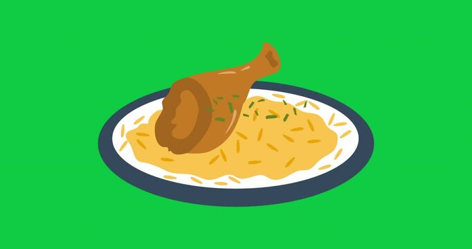 animation chicken biryani illustration delicious pakistan meal