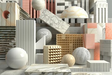 Abstract geometric shapes from cubes - 3d render illustration