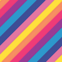 Obraz premium Diagonal Rainbow Stripes, Seamless Pattern