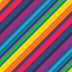 Obraz premium Diagonal Rainbow Stripes, Seamless Pattern