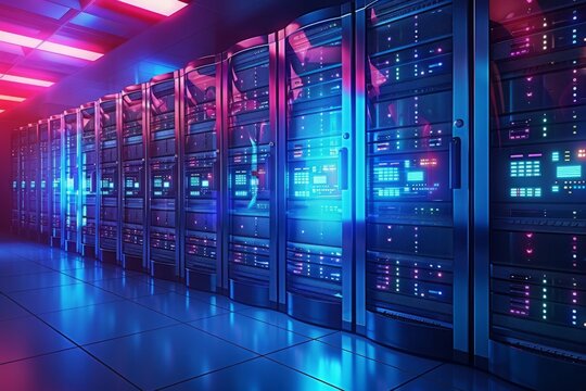 Digital Technology. Big Data Server. Blue Triangles Banner. Gradient Futuristic Wallpaper. Technology Digital. Big Data Center. Glow Polygonal Poster. Geometric Connection. Technology Pattern.