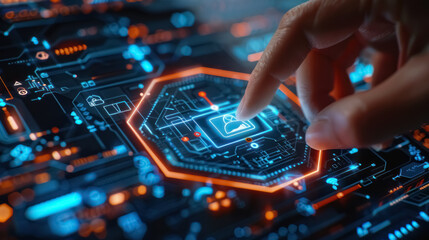 advanced cybersecurity interface with holographic controls