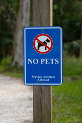 No pets, service animals allowed sign