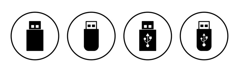 Usb icon set. Flash disk icon vector