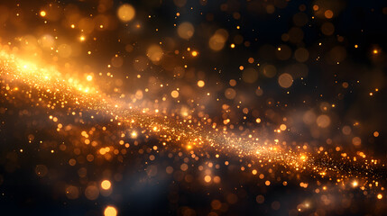 Naklejka premium Magical Orange and Gold Bokeh Lights Abstract Background