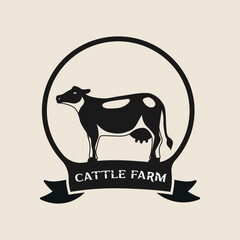 Cattle adventure badge logo vector graphic illustration on background