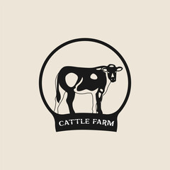 Cattle adventure badge logo vector graphic illustration on background