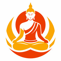 Gautam buddha silhouette vector logo icon, Line Art Logo