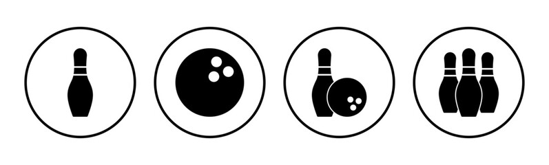 Fototapeta premium Bowling icon set. bowling ball and pin icon. bowling pins
