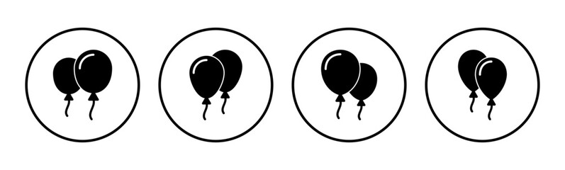 Balloon icon set. party balloon icon decoration birthday vector. Balloon black silhouette icon