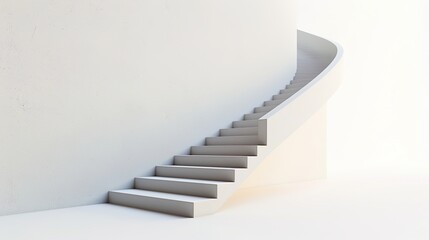 Sleek and Contemporary Ultra-Photorealistic 3D Staircase on White Background, High-Quality Materials with Minimalistic Design