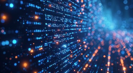 Fototapeta premium Abstract Digital Landscape With Blue and Orange Lights