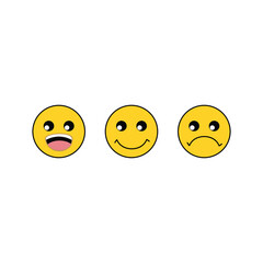 Emoticon set. Yellow face with different emotions. smile icon emoji, emoticon stickers . design element illustration of a collection of emoji stickers with different emotions