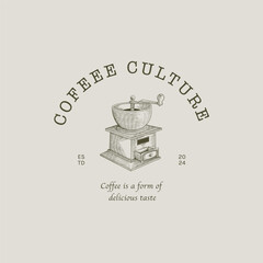 vintage coffee logo with engraving style