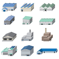 工場の立体ベクターイラスト.