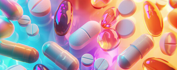 A mix of different vibrant colored supplements