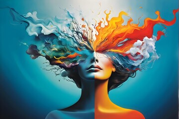 abstract of mental health colorful abstract head mindfulness and self care