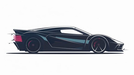 Naklejka premium Sports car illustration with car word on white background for automotive design and travel concepts