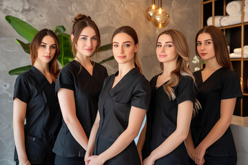 Photography of aesthetic Romania team therapists in beauty center.	
