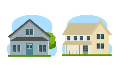 Residential houses with gardens colorful logo