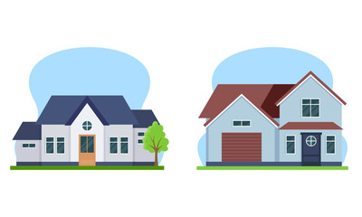 Residential houses with gardens colorful logo