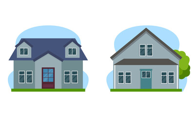 Residential houses with gardens colorful logo