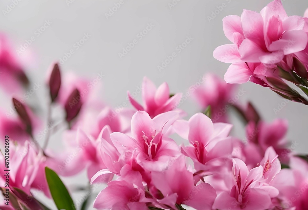 Sticker close-up of vibrant pink flowers with a blurred background