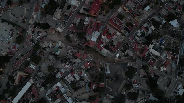 Pena de Bernal mountain in Queretaro, Mexico, viewed from an aerial drone.