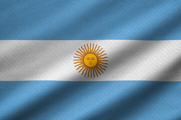 Digital illustration of the flag of Argentina with a waving texture